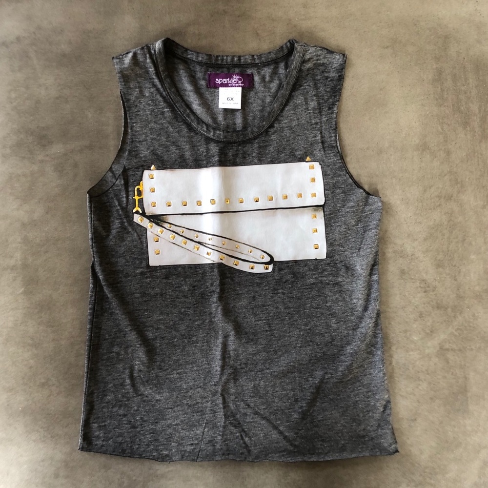 Girls tank top with cute purse appliqué